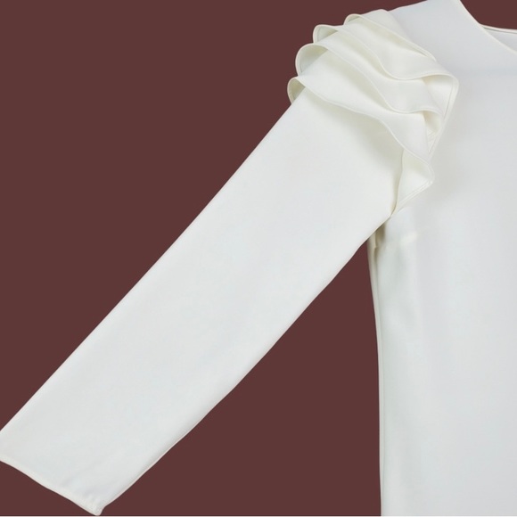 AMANDA UPRICHARD Ivory Margaret Ruffle Top XS - Picture 3 of 5